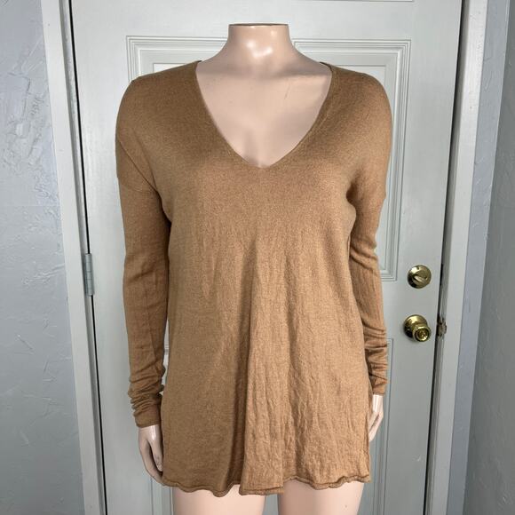 T Babaton With linen Sweater XXS 2XS Wool Blend V neck Knit Business Slit G3-20 - Picture 1 of 6